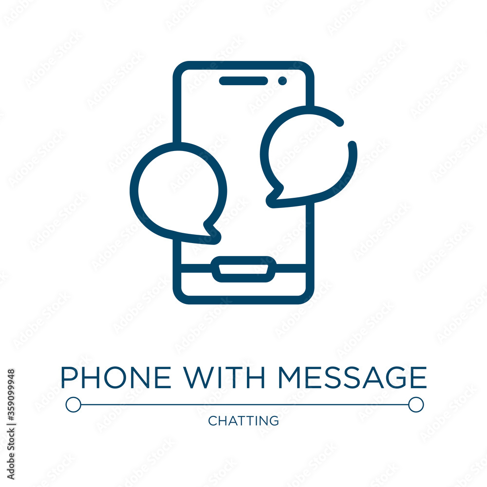 Phone with message icon. Linear vector illustration from communication and media collection. Outline phone with message icon vector. Thin line symbol for use on web and mobile apps, logo, print media. Phone with message icon. Linear vector illustration from communication and media collection. Outline phone with message icon vector. Thin line symbol for use on web and mobile apps, logo, print media.