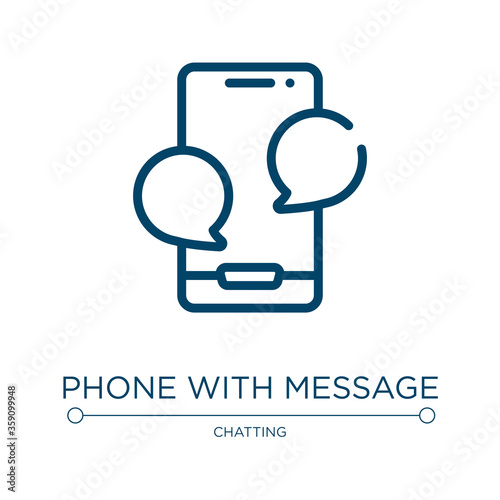 Phone with message icon. Linear vector illustration from communication and media collection. Outline phone with message icon vector. Thin line symbol for use on web and mobile apps, logo, print media.