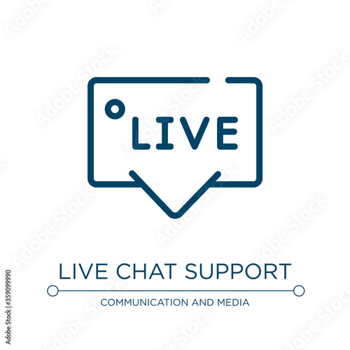 Live chat support icon. Linear vector illustration from support collection. Outline live chat support icon vector. Thin line symbol for use on web and mobile apps, logo, print media.