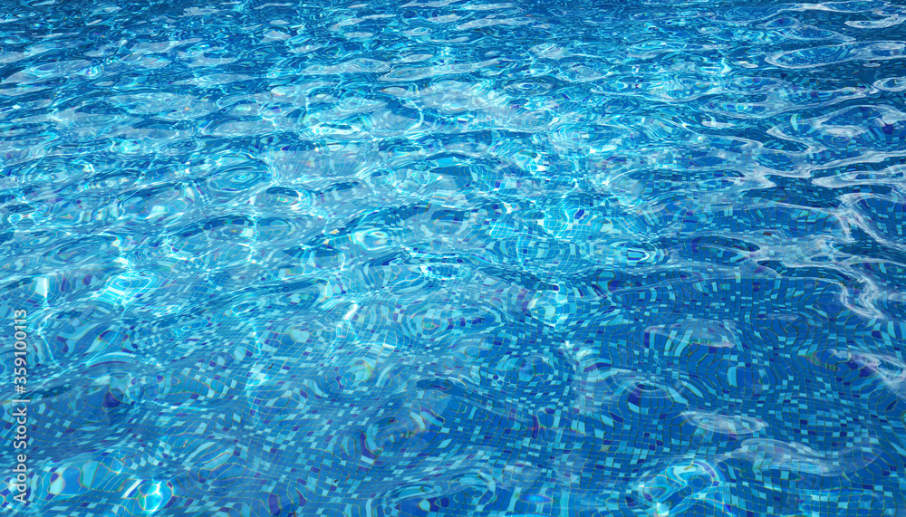Fototapeta premium Swimming pool bottom caustics ripple and flow with waves background