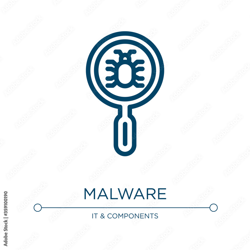 Malware icon. Linear vector illustration from cyber security collection. Outline malware icon vector. Thin line symbol for use on web and mobile apps, logo, print media. Malware icon. Linear vector illustration from cyber security collection. Outline malware icon vector. Thin line symbol for use on web and mobile apps, logo, print media.