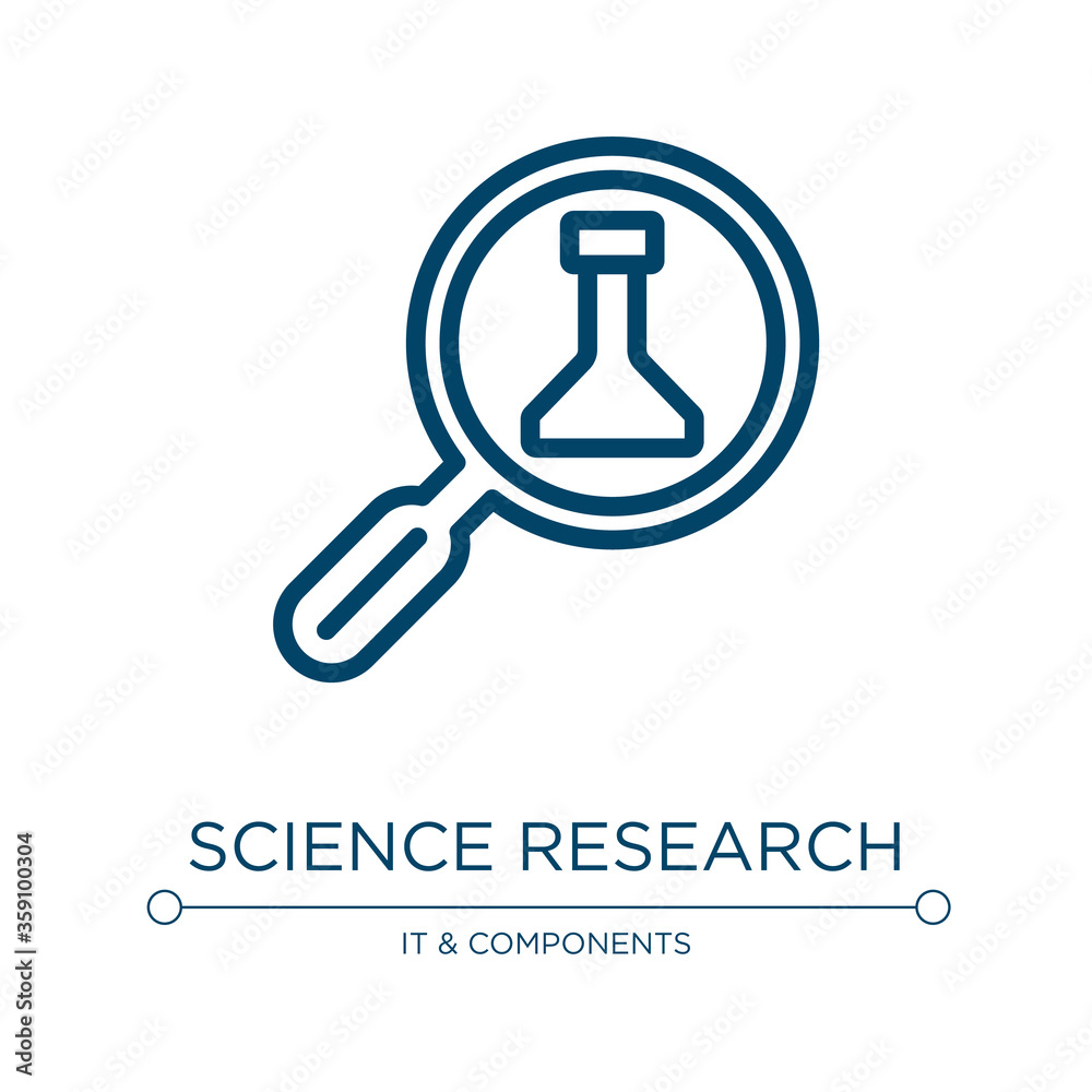 Science research icon. Linear vector illustration from data organization collection. Outline science research icon vector. Thin line symbol for use on web and mobile apps, logo, print media. Science research icon. Linear vector illustration from data organization collection. Outline science research icon vector. Thin line symbol for use on web and mobile apps, logo, print media.
