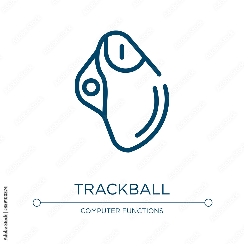 Trackball icon. Linear vector illustration from computer functions collection. Outline trackball icon vector. Thin line symbol for use on web and mobile apps, logo, print media. Trackball icon. Linear vector illustration from computer functions collection. Outline trackball icon vector. Thin line symbol for use on web and mobile apps, logo, print media.
