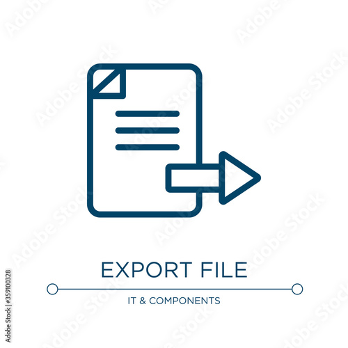 Export file icon. Linear vector illustration from computer applications collection. Outline export file icon vector. Thin line symbol for use on web and mobile apps, logo, print media.