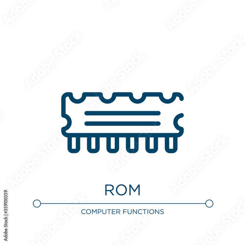 Rom icon. Linear vector illustration from computer functions collection. Outline rom icon vector. Thin line symbol for use on web and mobile apps, logo, print media.