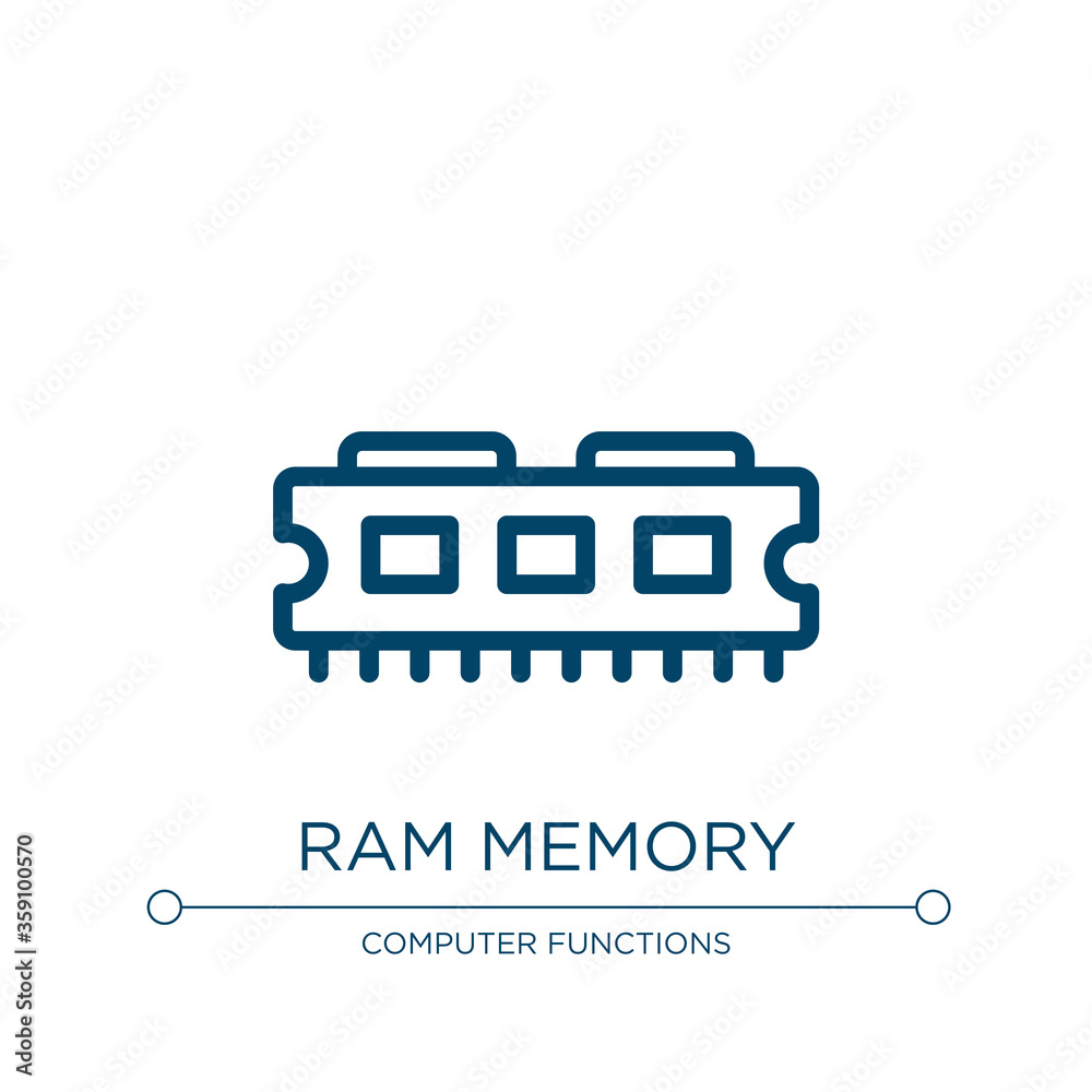 Ram memory icon. Linear vector illustration from computer and data collection. Outline ram memory icon vector. Thin line symbol for use on web and mobile apps, logo, print media. Ram memory icon. Linear vector illustration from computer and data collection. Outline ram memory icon vector. Thin line symbol for use on web and mobile apps, logo, print media.