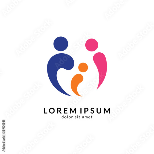 People logo design vector illustration, human care symbol, happy family icon, community foundation