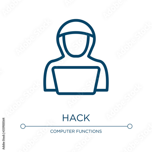 Hack icon. Linear vector illustration from hacker collection. Outline hack icon vector. Thin line symbol for use on web and mobile apps, logo, print media.