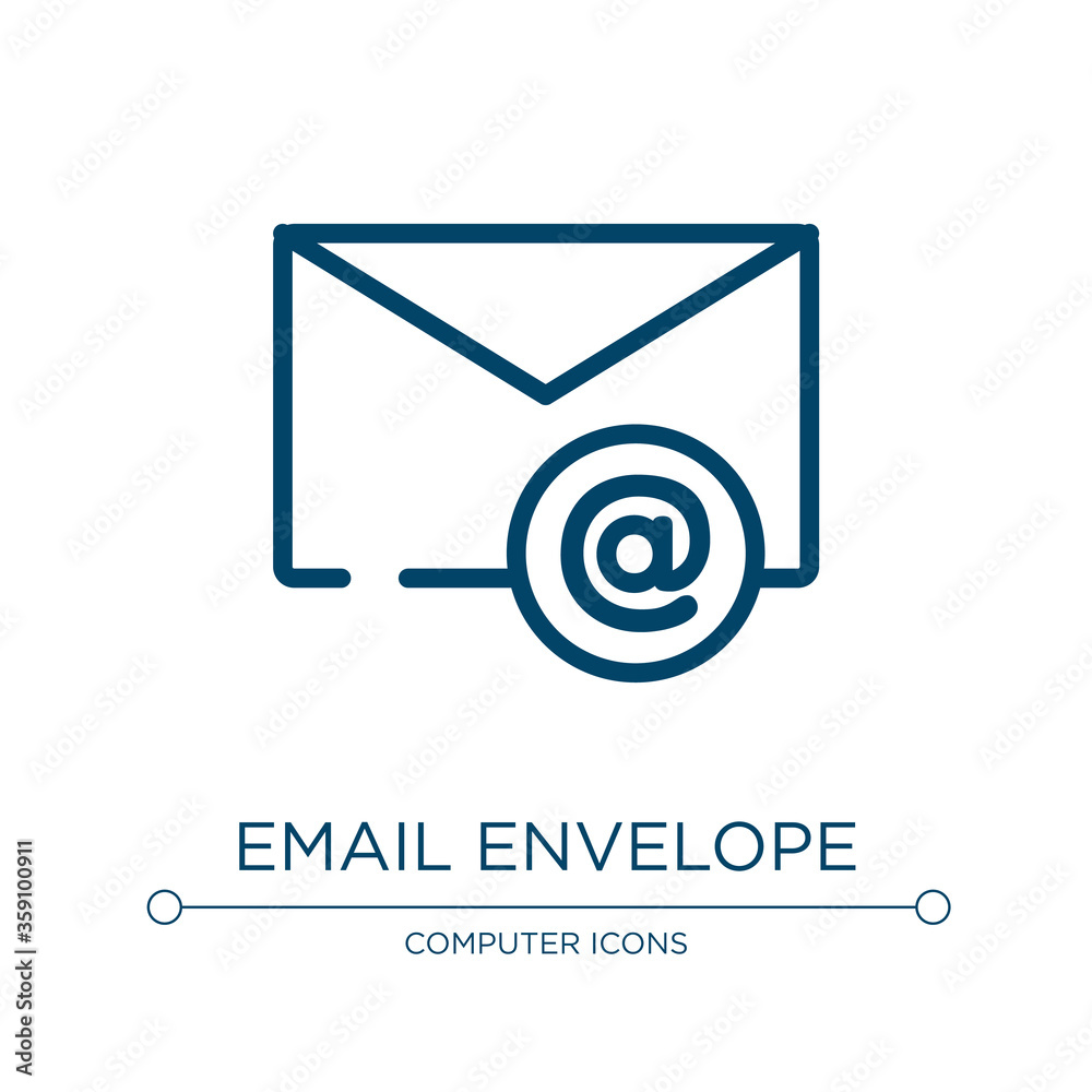 Email envelope icon. Linear vector illustration from computer and media collection. Outline email envelope icon vector. Thin line symbol for use on web and mobile apps, logo, print media. Email envelope icon. Linear vector illustration from computer and media collection. Outline email envelope icon vector. Thin line symbol for use on web and mobile apps, logo, print media.