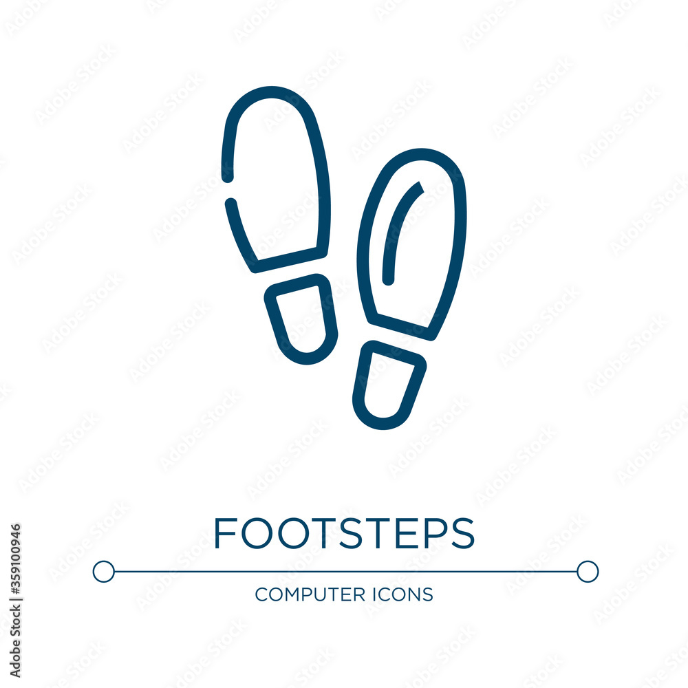 Footsteps silhouette variant icon. Linear vector illustration from computer and media collection. Outline footsteps silhouette variant icon vector. Thin line symbol for use on web and mobile apps,