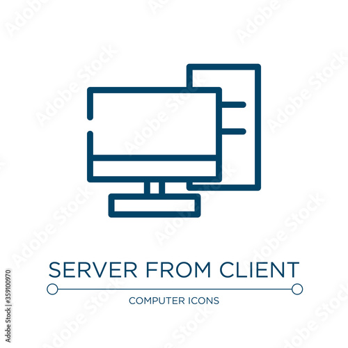 Server from client icon. Linear vector illustration from computer and media collection. Outline server from client icon vector. Thin line symbol for use on web and mobile apps, logo, print media.