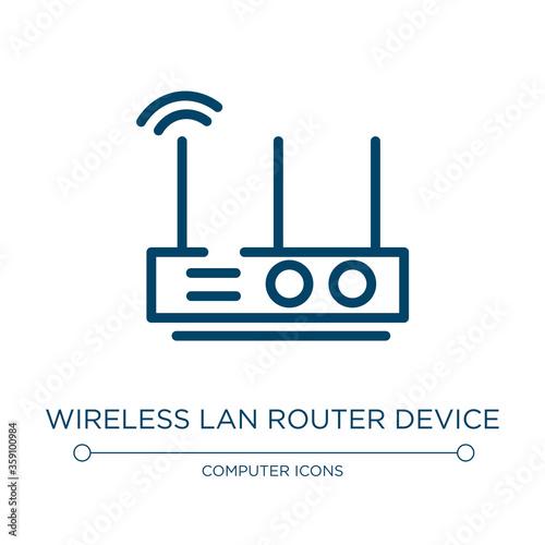 Wireless lan router device icon. Linear vector illustration from computer and media collection. Outline wireless lan router device icon vector. Thin line symbol for use on web and mobile apps, logo,