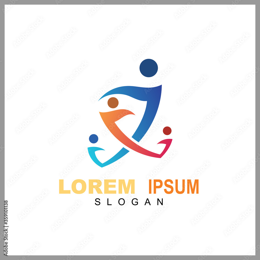 People logo design vector illustration, human care symbol, happy family icon, community foundation People logo design vector illustration, human care symbol, happy family icon, community foundation