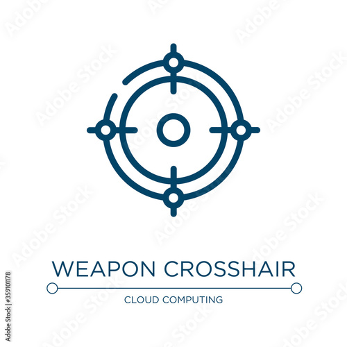 Weapon crosshair icon. Linear vector illustration from cursors and pointers collection. Outline weapon crosshair icon vector. Thin line symbol for use on web and mobile apps, logo, print media.