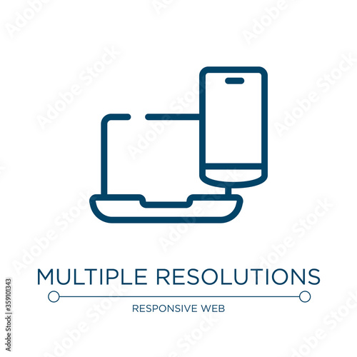 Multiple resolutions icon. Linear vector illustration from responsive web collection. Outline multiple resolutions icon vector. Thin line symbol for use on web and mobile apps, logo, print media.