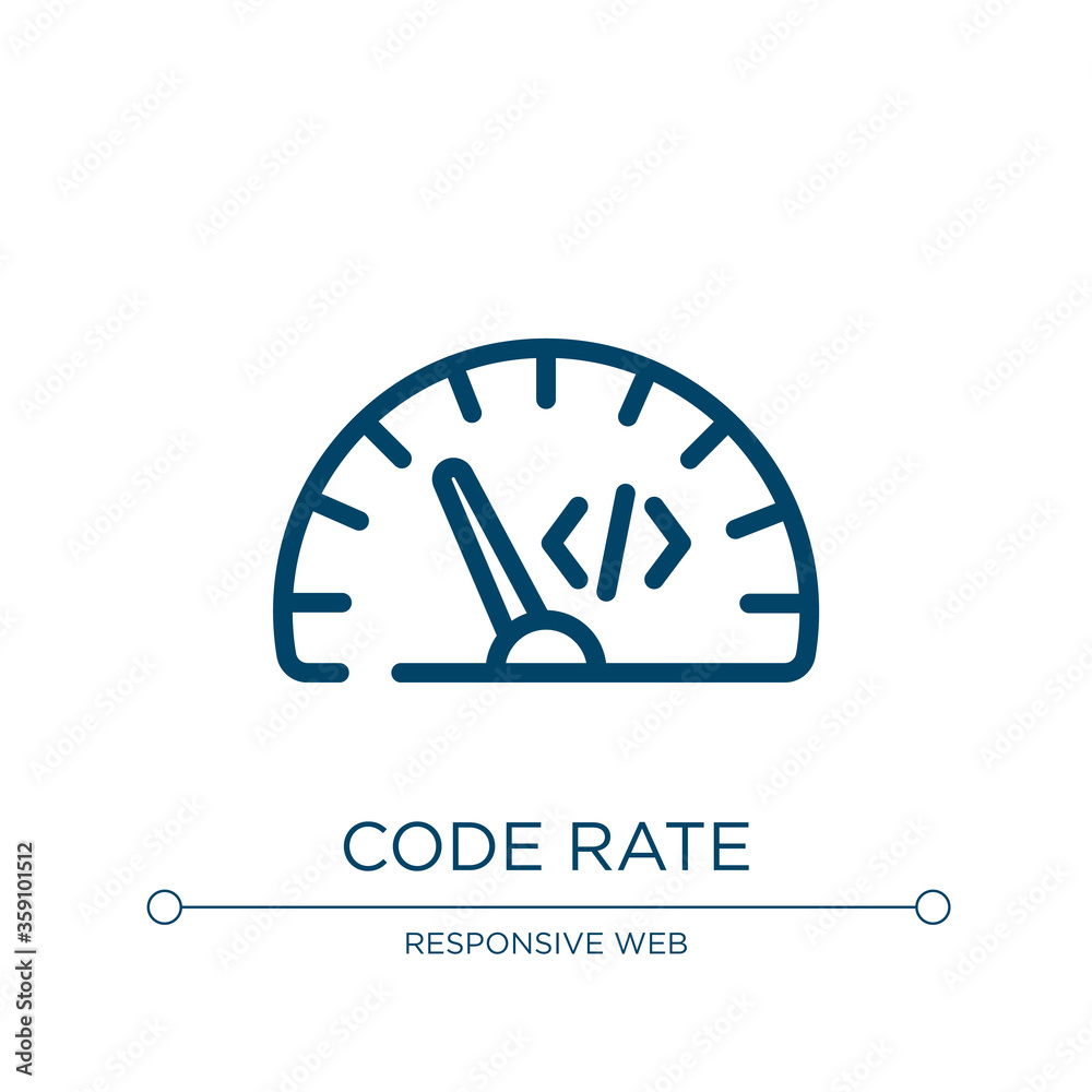 Code rate icon. Linear vector illustration from programming line craft collection. Outline code rate icon vector. Thin line symbol for use on web and mobile apps, logo, print media. Code rate icon. Linear vector illustration from programming line craft collection. Outline code rate icon vector. Thin line symbol for use on web and mobile apps, logo, print media.
