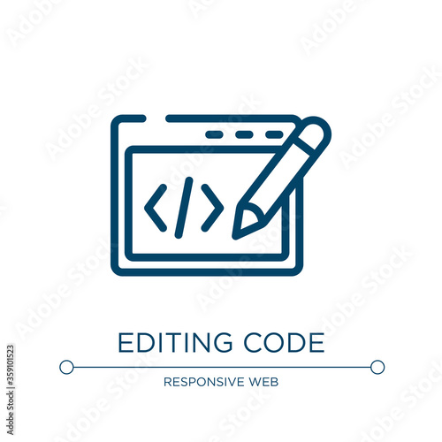 Editing code icon. Linear vector illustration from programming line craft collection. Outline editing code icon vector. Thin line symbol for use on web and mobile apps, logo, print media.