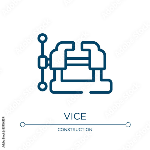 Vice icon. Linear vector illustration from carpentry collection. Outline vice icon vector. Thin line symbol for use on web and mobile apps, logo, print media.