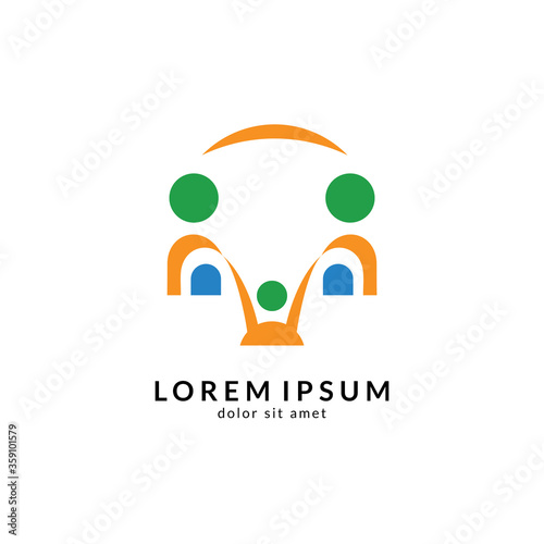 People logo design vector illustration, human care symbol, happy family icon, community foundation