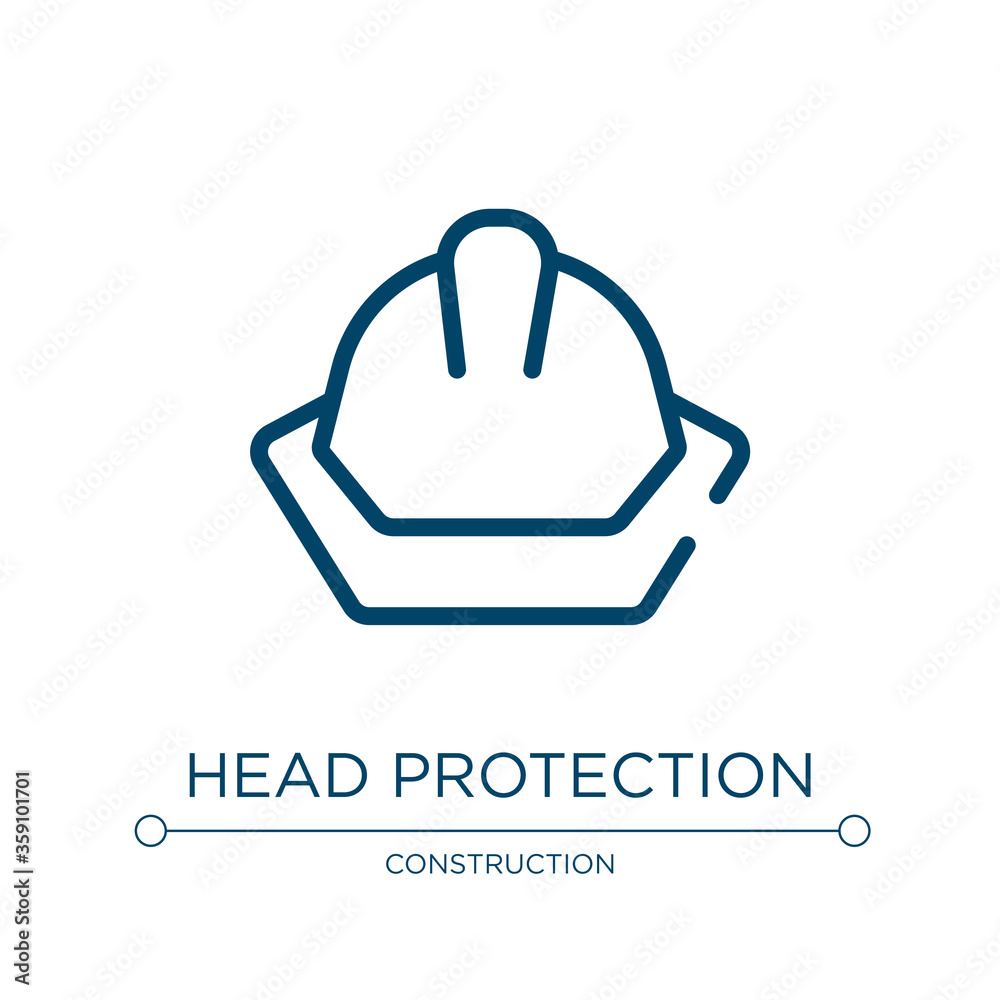 Head protection icon. Linear vector illustration from construction collection. Outline head protection icon vector. Thin line symbol for use on web and mobile apps, logo, print media.