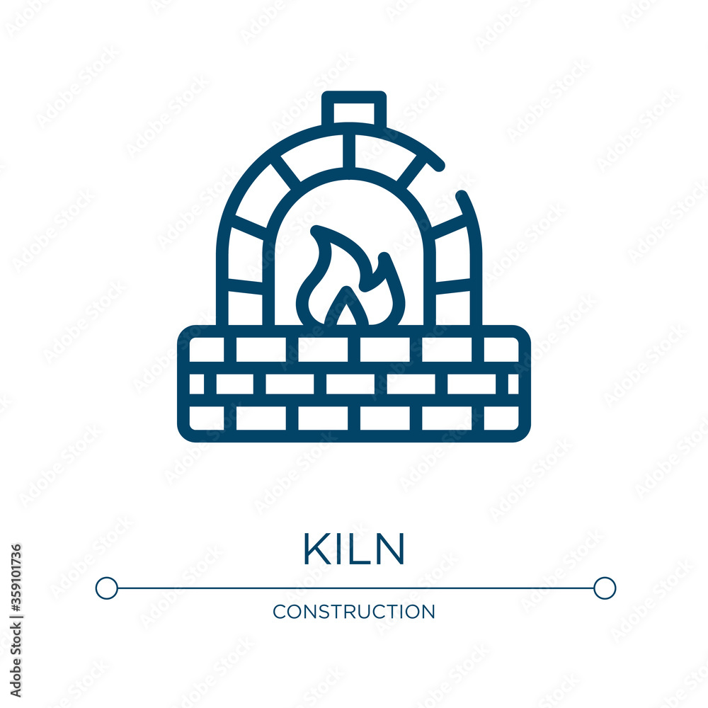 Kiln icon. Linear vector illustration from mining and crafting collection. Outline kiln icon vector. Thin line symbol for use on web and mobile apps, logo, print media. Kiln icon. Linear vector illustration from mining and crafting collection. Outline kiln icon vector. Thin line symbol for use on web and mobile apps, logo, print media.