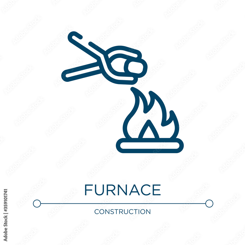 Furnace icon. Linear vector illustration from mining and crafting collection. Outline furnace icon vector. Thin line symbol for use on web and mobile apps, logo, print media. Furnace icon. Linear vector illustration from mining and crafting collection. Outline furnace icon vector. Thin line symbol for use on web and mobile apps, logo, print media.
