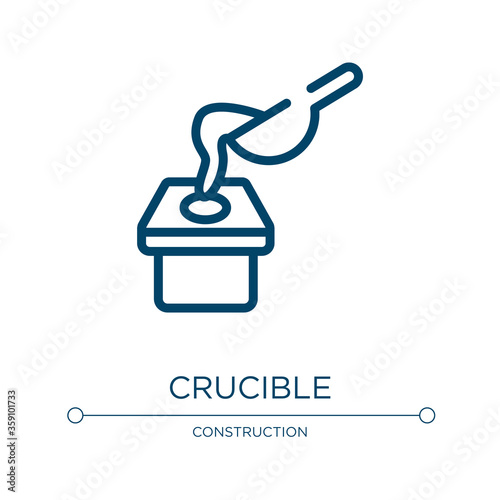 Crucible icon. Linear vector illustration from mining and crafting collection. Outline crucible icon vector. Thin line symbol for use on web and mobile apps, logo, print media.