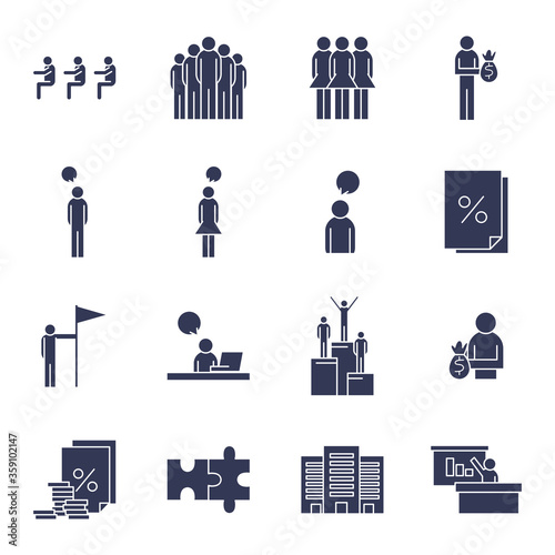 People flat style icon set vector design