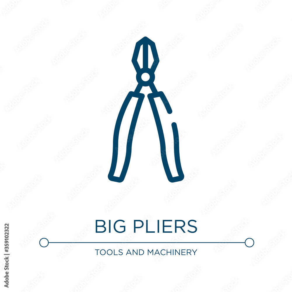 Big pliers icon. Linear vector illustration from tools and machinery collection. Outline big pliers icon vector. Thin line symbol for use on web and mobile apps, logo, print media. Big pliers icon. Linear vector illustration from tools and machinery collection. Outline big pliers icon vector. Thin line symbol for use on web and mobile apps, logo, print media.