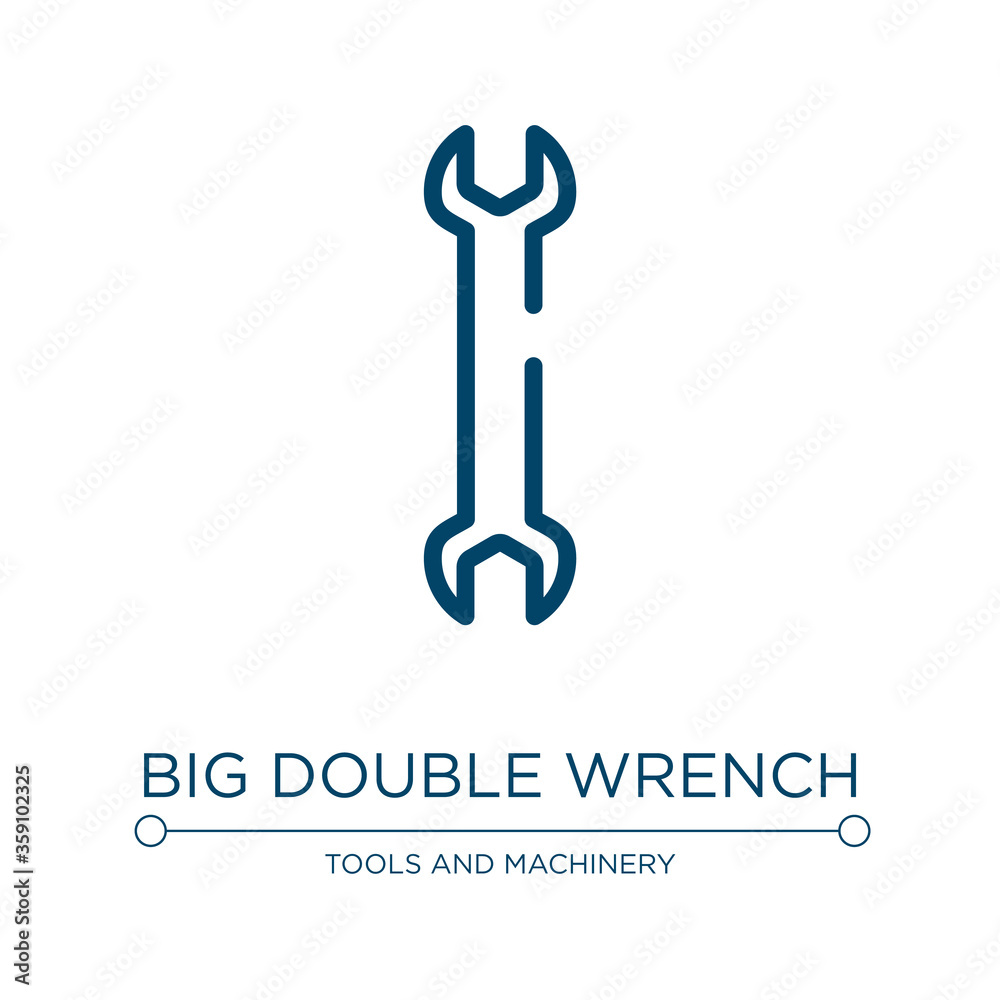 Big double wrench icon. Linear vector illustration from tools and machinery collection. Outline big double wrench icon vector. Thin line symbol for use on web and mobile apps, logo, print media. Big double wrench icon. Linear vector illustration from tools and machinery collection. Outline big double wrench icon vector. Thin line symbol for use on web and mobile apps, logo, print media.
