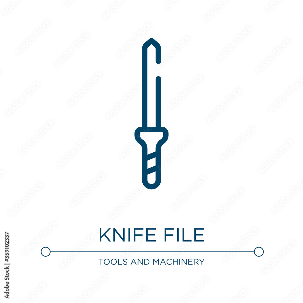 Knife file icon. Linear vector illustration from tools and machinery collection. Outline knife file icon vector. Thin line symbol for use on web and mobile apps, logo, print media. Knife file icon. Linear vector illustration from tools and machinery collection. Outline knife file icon vector. Thin line symbol for use on web and mobile apps, logo, print media.