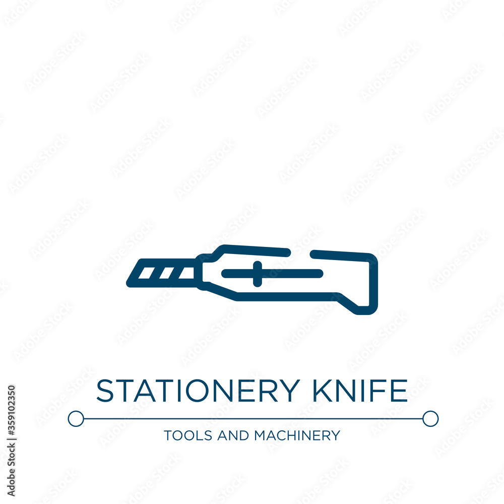 Stationery knife icon. Linear vector illustration from carpentry diy tools collection. Outline stationery knife icon vector. Thin line symbol for use on web and mobile apps, logo, print media.