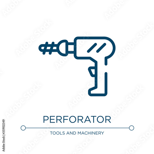 Perforator icon. Linear vector illustration from carpentry diy tools collection. Outline perforator icon vector. Thin line symbol for use on web and mobile apps, logo, print media.