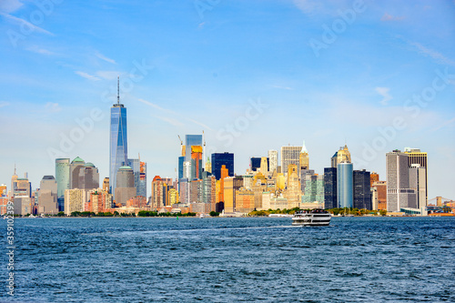 It s Beautiful evening view of the Lower Manhattan  New York City  United States of America