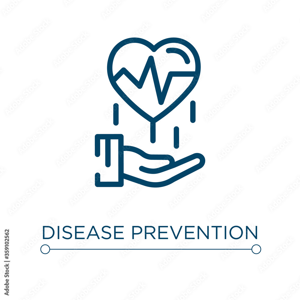 Disease prevention icon. Linear vector illustration. Outline disease prevention icon vector. Thin line symbol for use on web and mobile apps, logo, print media. Disease prevention icon. Linear vector illustration. Outline disease prevention icon vector. Thin line symbol for use on web and mobile apps, logo, print media.