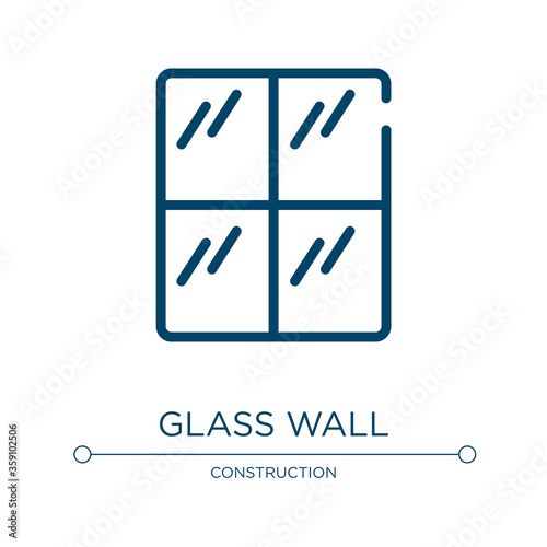 Glass wall icon. Linear vector illustration from architecture & construction collection. Outline glass wall icon vector. Thin line symbol for use on web and mobile apps, logo, print media.