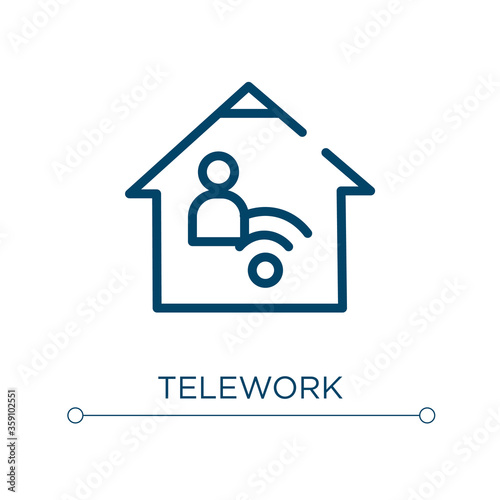 Telework icon. Linear vector illustration. Outline telework icon vector. Thin line symbol for use on web and mobile apps, logo, print media. photo