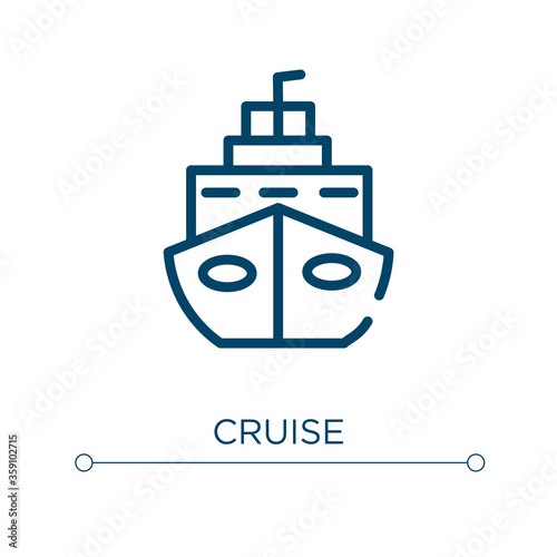 Cruise icon. Linear vector illustration. Outline cruise icon vector. Thin line symbol for use on web and mobile apps, logo, print media. photo