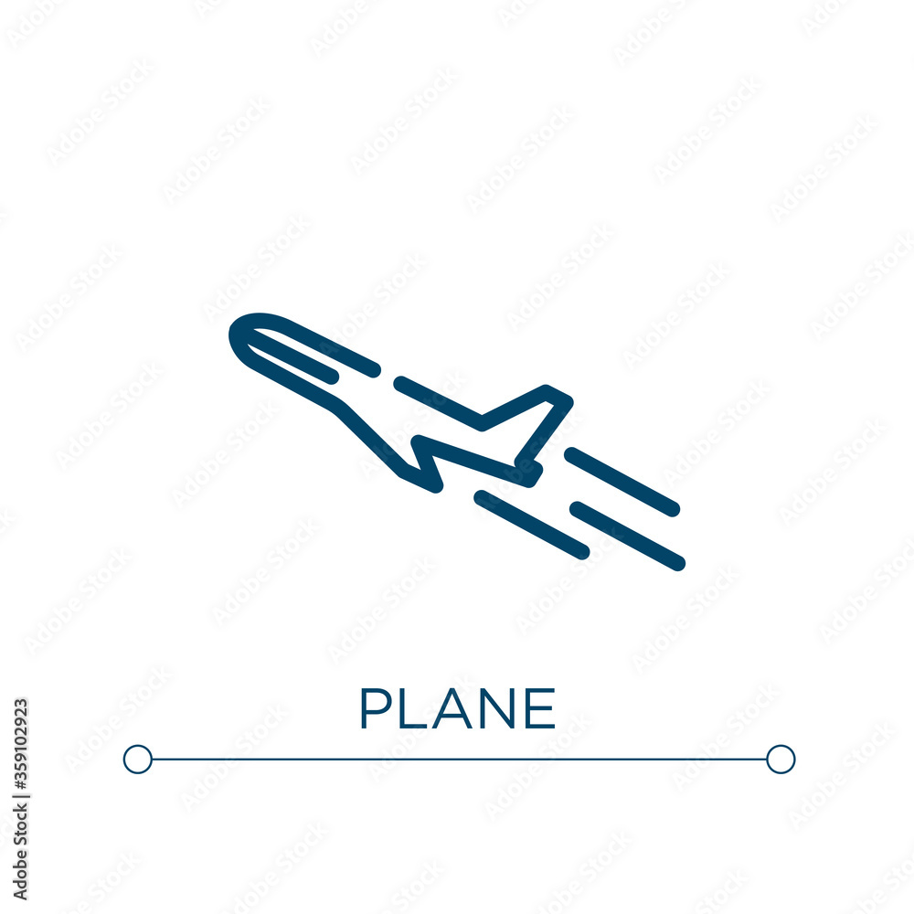 Plane icon. Linear vector illustration. Outline plane icon vector. Thin line symbol for use on web and mobile apps, logo, print media. Plane icon. Linear vector illustration. Outline plane icon vector. Thin line symbol for use on web and mobile apps, logo, print media.