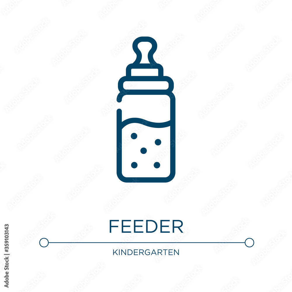 Feeder icon. Linear vector illustration from kindergarten collection. Outline feeder icon vector. Thin line symbol for use on web and mobile apps, logo, print media. Feeder icon. Linear vector illustration from kindergarten collection. Outline feeder icon vector. Thin line symbol for use on web and mobile apps, logo, print media.
