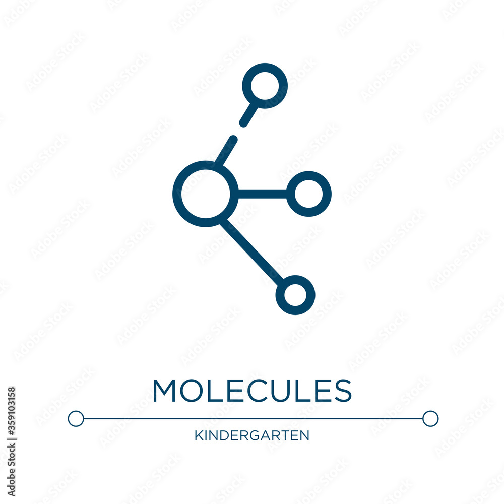 Molecules icon. Linear vector illustration from chemistry collection. Outline molecules icon vector. Thin line symbol for use on web and mobile apps, logo, print media. Molecules icon. Linear vector illustration from chemistry collection. Outline molecules icon vector. Thin line symbol for use on web and mobile apps, logo, print media.