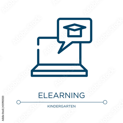 Elearning icon. Linear vector illustration from back to school collection. Outline elearning icon vector. Thin line symbol for use on web and mobile apps, logo, print media.