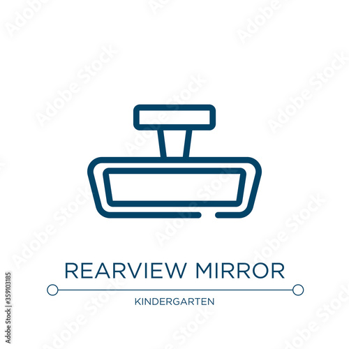 Rearview mirror icon. Linear vector illustration from driving school collection. Outline rearview mirror icon vector. Thin line symbol for use on web and mobile apps, logo, print media.