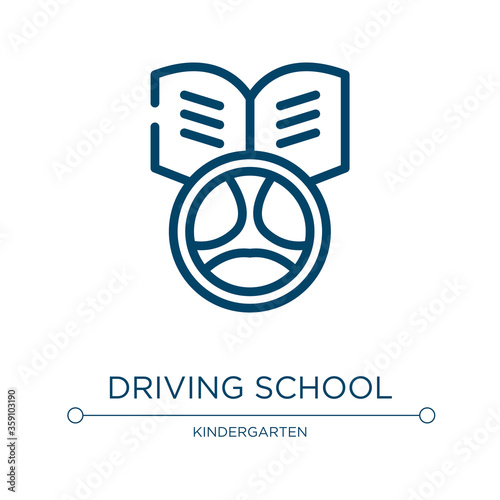 Driving school icon. Linear vector illustration from driving school collection. Outline driving school icon vector. Thin line symbol for use on web and mobile apps, logo, print media.