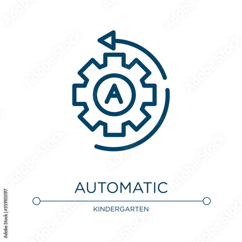Automatic icon. Linear vector illustration from driving school collection. Outline automatic icon vector. Thin line symbol for use on web and mobile apps, logo, print media. photo