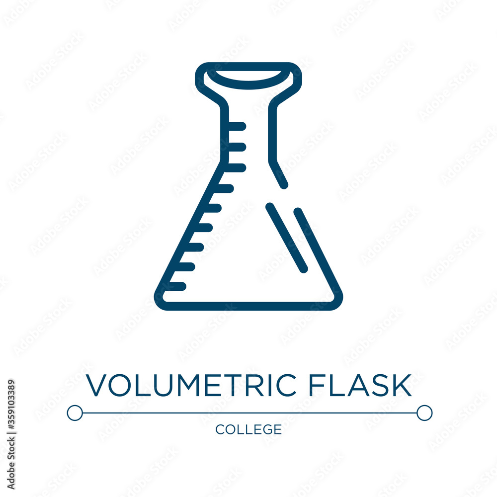 Volumetric flask icon. Linear vector illustration from laboratory collection. Outline volumetric flask icon vector. Thin line symbol for use on web and mobile apps, logo, print media.