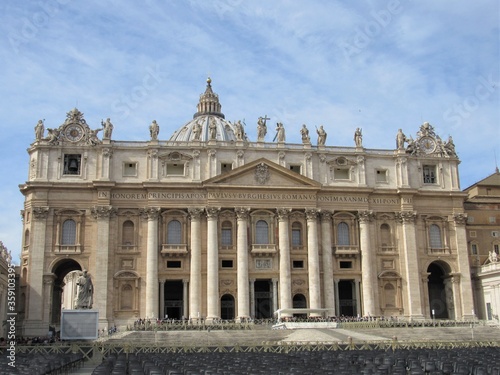 St. Peter's Basilica as seen from Piazza San Pietro in Vatican City in Italy