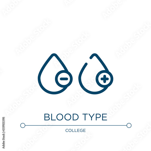 Blood type icon. Linear vector illustration from laboratory collection. Outline blood type icon vector. Thin line symbol for use on web and mobile apps, logo, print media.