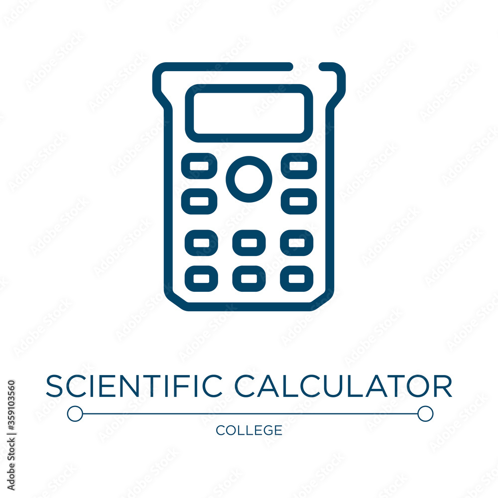 Scientific calculator icon. Linear vector illustration from science collection. Outline scientific calculator icon vector. Thin line symbol for use on web and mobile apps, logo, print media. Scientific calculator icon. Linear vector illustration from science collection. Outline scientific calculator icon vector. Thin line symbol for use on web and mobile apps, logo, print media.
