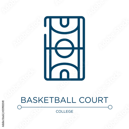 Basketball court icon. Linear vector illustration from university collection. Outline basketball court icon vector. Thin line symbol for use on web and mobile apps  logo  print media.